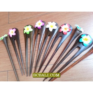 wood hair stick tropical flowers designs for women fashion